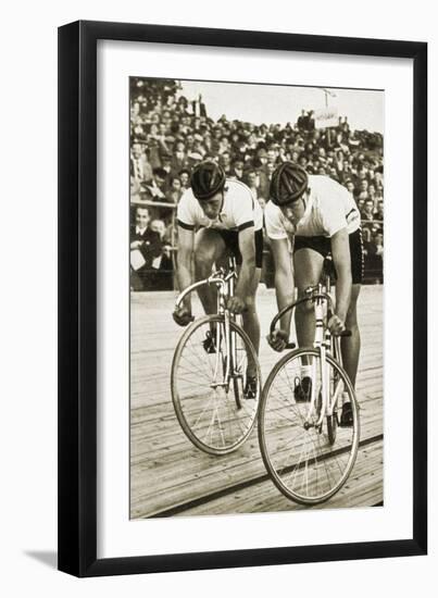 Toni Merkens and Albert Sellinger Starting the 1000 Metre Bike Race at the Berlin Olympic Games,?-German photographer-Framed Photographic Print