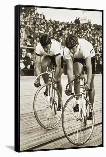 Toni Merkens and Albert Sellinger Starting the 1000 Metre Bike Race at the Berlin Olympic Games,?-German photographer-Framed Stretched Canvas