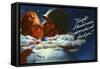 Tonight I Leaned Across 10,000 Miles And Kissed You-Curt Teich & Company-Framed Stretched Canvas