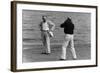 Tonino Guerra Poses before a Photographer at the Seaside-null-Framed Photographic Print