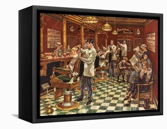 Tonsorial Parlor-Lee Dubin-Framed Stretched Canvas