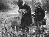 Gipsy child with a puppy, Lewes, Sussex, 1963-Tony Boxall-Photographic Print