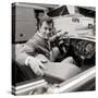 Tony Curtis Sitting in a 1938 Green Bentley Driven in the James Bond Film "From Russia with Love"-null-Stretched Canvas