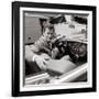 Tony Curtis Sitting in a 1938 Green Bentley Driven in the James Bond Film "From Russia with Love"-null-Framed Photographic Print