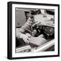 Tony Curtis Sitting in a 1938 Green Bentley Driven in the James Bond Film "From Russia with Love"-null-Framed Photographic Print