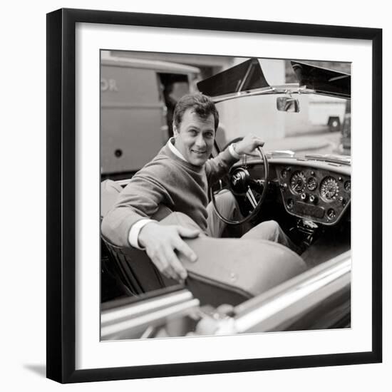Tony Curtis Sitting in a 1938 Green Bentley Driven in the James Bond Film "From Russia with Love"-null-Framed Photographic Print