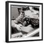 Tony Curtis Sitting in a 1938 Green Bentley Driven in the James Bond Film "From Russia with Love"-null-Framed Photographic Print