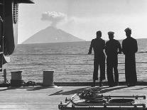 Sailors Watching Smoke Coming Out of the Top of Mt. Stromboli-Tony Linck-Photographic Print