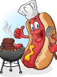 Hot Dog Chef Cartoon Grilling Burgers-Tony Oshlick-Stretched Canvas