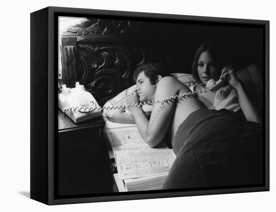 Tony Roberts and Diane Keaton PLAY IT AGA SAM, 1972 directed by Woody Allen (b/w photo)-null-Framed Stretched Canvas