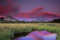 Lembert Dome and Stream at Sunset, Tuolumne Meadows, Yosemite National Park, California, USA-Tony Rowell-Photographic Print