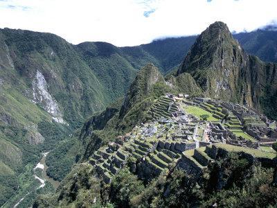 Ruins of Inca Town Site, Seen from South, with Rio Urabamba Below, Unesco World Heritage Site