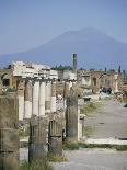 Vesuvius Volcano from Ruins of Forum Buildings in Roman Town, Pompeii, Campania, Italy-Tony Waltham-Photographic Print