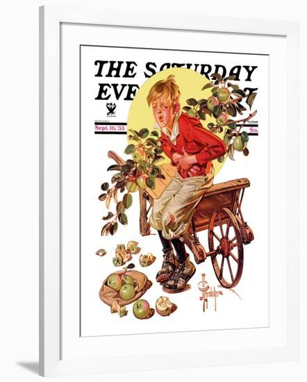 "Too Many Green Apples," Saturday Evening Post Cover, September 16, 1933-Joseph Christian Leyendecker-Framed Giclee Print