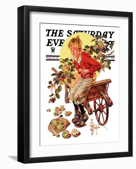 "Too Many Green Apples," Saturday Evening Post Cover, September 16, 1933-Joseph Christian Leyendecker-Framed Giclee Print