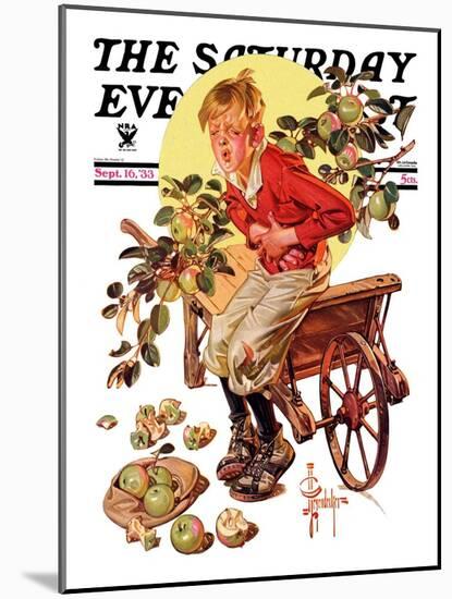 "Too Many Green Apples," Saturday Evening Post Cover, September 16, 1933-Joseph Christian Leyendecker-Mounted Giclee Print