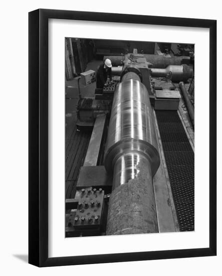 Toolholder Turning a Giant Roller, Edgar Allens, Sheffield, 1964-Michael Walters-Framed Photographic Print