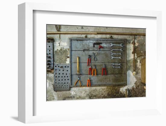 Tools on Wall in Old Repair Shop in Persembe Pazar, Istanbul, Turkey-Ali Kabas-Framed Photographic Print