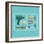 Tools Set. Plastic Model Kit. Drill and Hammer. Caliper and Pliers. Screwdriver and Brush. Planer A-popaukropa-Framed Art Print