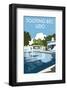 Tooting Bec Lido - Dave Thompson Contemporary Travel Print-Dave Thompson-Framed Giclee Print