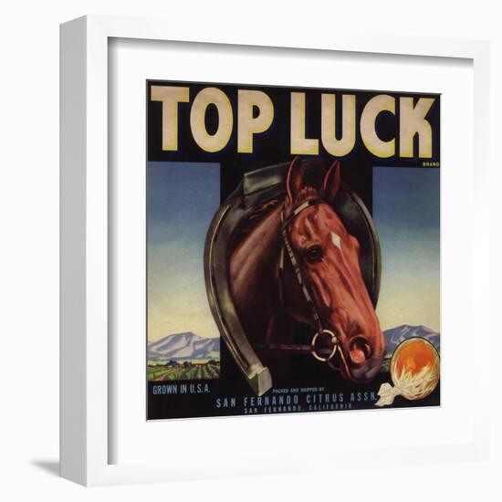 Top Luck Brand - San Fernando, California - Citrus Crate Label-Lantern Press-Framed Art Print