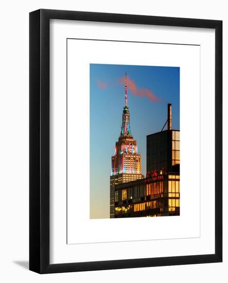 Top of Empire State Building at Blue Nightfall-Philippe Hugonnard-Framed Art Print