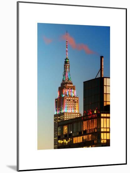 Top of Empire State Building at Blue Nightfall-Philippe Hugonnard-Mounted Art Print