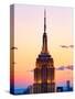 Top of Empire State Building at Pink Sunset, Manhattan, New York, United States-Philippe Hugonnard-Stretched Canvas