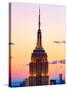 Top of Empire State Building at Pink Sunset, Manhattan, New York, United States-Philippe Hugonnard-Stretched Canvas