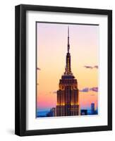 Top of Empire State Building at Pink Sunset, Manhattan, New York, United States-Philippe Hugonnard-Framed Premium Photographic Print