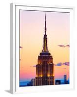 Top of Empire State Building at Pink Sunset, Manhattan, New York, United States-Philippe Hugonnard-Framed Premium Photographic Print