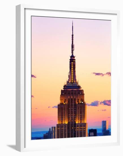 Top of Empire State Building at Pink Sunset, Manhattan, New York, United States-Philippe Hugonnard-Framed Premium Photographic Print