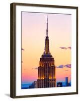 Top of Empire State Building at Pink Sunset, Manhattan, New York, United States-Philippe Hugonnard-Framed Premium Photographic Print