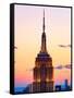 Top of Empire State Building at Pink Sunset, Manhattan, New York, United States-Philippe Hugonnard-Framed Stretched Canvas