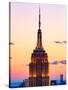 Top of Empire State Building at Pink Sunset, Manhattan, New York, United States-Philippe Hugonnard-Stretched Canvas