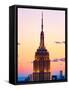 Top of Empire State Building at Pink Sunset, Manhattan, New York, United States-Philippe Hugonnard-Framed Stretched Canvas