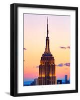 Top of Empire State Building at Pink Sunset, Manhattan, New York, United States-Philippe Hugonnard-Framed Photographic Print