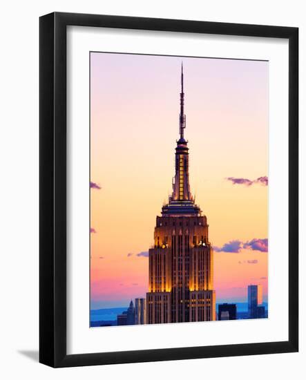 Top of Empire State Building at Pink Sunset, Manhattan, New York, United States-Philippe Hugonnard-Framed Photographic Print