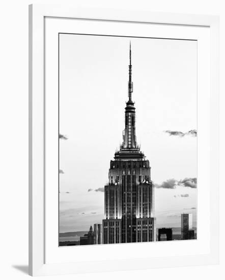 Top of Empire State Building, Manhattan, New York, United States, Black and White Photography-Philippe Hugonnard-Framed Photographic Print