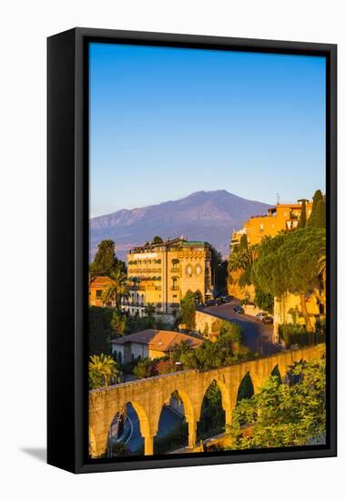 Top of Mount Etna Volcano at Sunrise Rising Above Taormina, Sicily, Italy, Mediterranean, Europe-Matthew Williams-Ellis-Framed Stretched Canvas