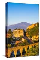 Top of Mount Etna Volcano at Sunrise Rising Above Taormina, Sicily, Italy, Mediterranean, Europe-Matthew Williams-Ellis-Stretched Canvas