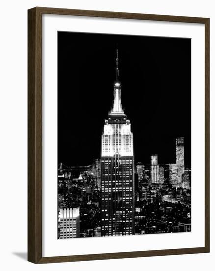 Top of the Empire State Building and One World Trade Center by Night, Manhattan, NYC-Philippe Hugonnard-Framed Photographic Print