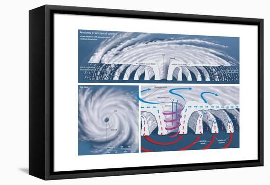 Top View and Vertical Cross Section of a Tropical Cyclone. Atmosphere, Climate, Earth Sciences-Encyclopaedia Britannica-Framed Stretched Canvas