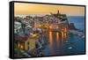 Top View at Sunrise of the Picturesque Sea Village of Vernazza, Cinque Terre, Liguria, Italy-Stefano Politi Markovina-Framed Stretched Canvas