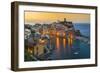 Top View at Sunrise of the Picturesque Sea Village of Vernazza, Cinque Terre, Liguria, Italy-Stefano Politi Markovina-Framed Photographic Print