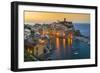 Top View at Sunrise of the Picturesque Sea Village of Vernazza, Cinque Terre, Liguria, Italy-Stefano Politi Markovina-Framed Photographic Print