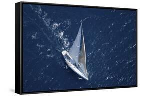 Top View of a Sailboat in the Peaceful Blue Ocean-Nosnibor137-Framed Stretched Canvas