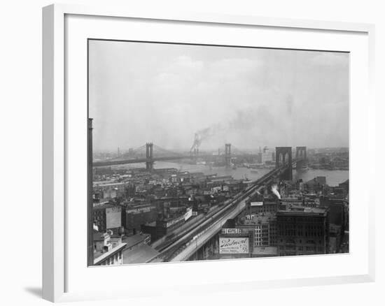 Top View of Brooklyn and Manhattan Bridges-null-Framed Photographic Print