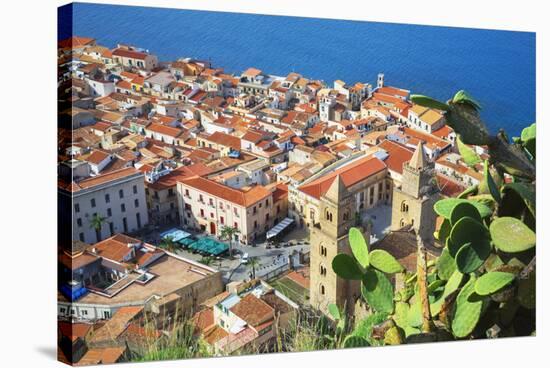 Top view of Cefalu, Cefalu, Sicily, Italy, Europe-Marco Simoni-Stretched Canvas