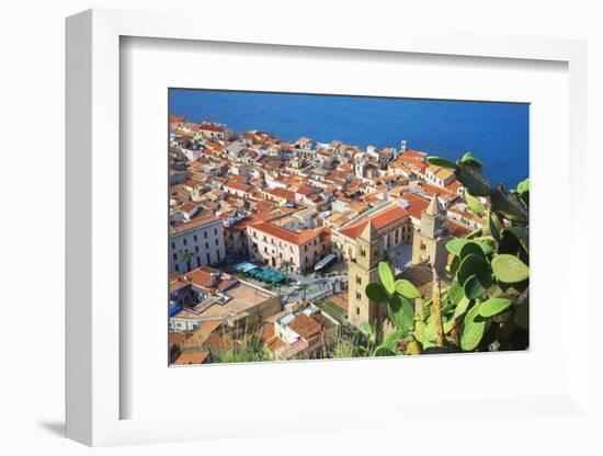 Top view of Cefalu, Cefalu, Sicily, Italy, Europe-Marco Simoni-Framed Photographic Print